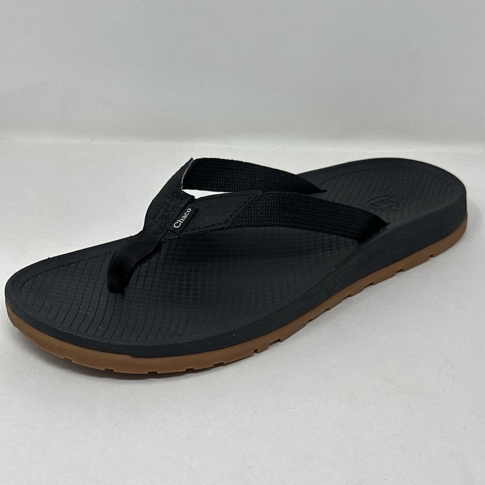 Chaco Lowdown Flip Flop Black Thong Sandal Gum Sole Beach Casual Women’s 10